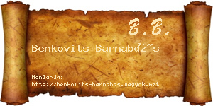 Benkovits Barnabás névjegykártya