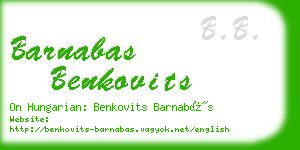 barnabas benkovits business card